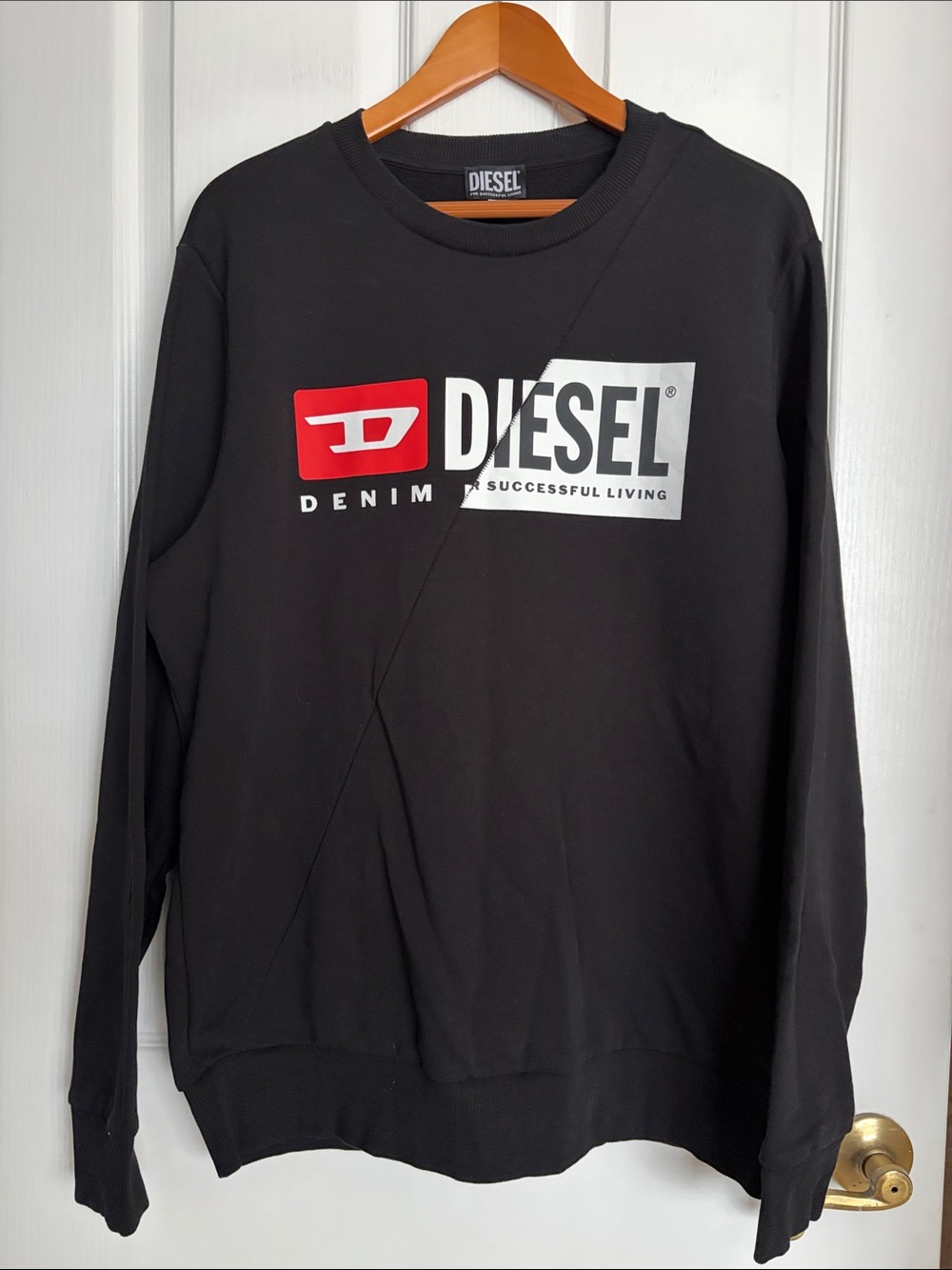 Diesel Black Crewneck Sweatshirt with Red & White Logo